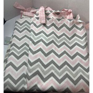 Carousel Designs Nursery Curtain Gray Pink Made in USA Rod Pocket Panel set of t